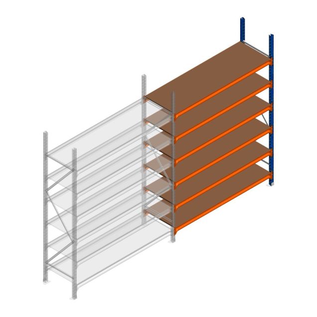 Weitspannregal Kimer 2250x1500x600 mm (hxbxt) 6 Ebenen Anbauregal mit vormontierten Rahmen