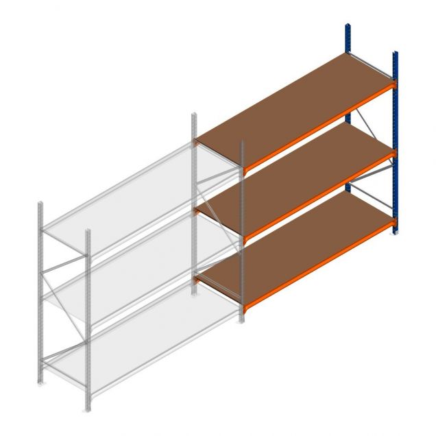 Weitspannregal Kimer 2250x2250x800 mm (hxbxt) 3 Ebenen Anbauregal mit vormontierten Rahmen