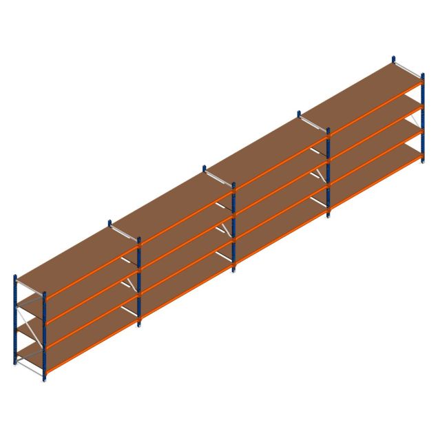 Vorteilsreihe Weitspannregal Kimer 1750x9250x800 mm (HxBxT) 4 Ebenen mit vormontierten Rahmen