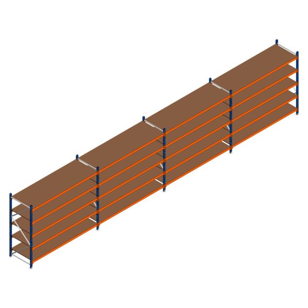 Vorteilsreihe Weitspannregal Kimer 1750x9250x800 mm (HxBxT) 5 Ebenen mit vormontierten Rahmen