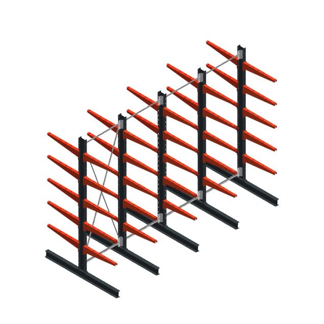 Vorteilsreihe mittleres Kragarmregal doppelseitig 3000x4000x800mm (hxbxt) 5 Ebenen