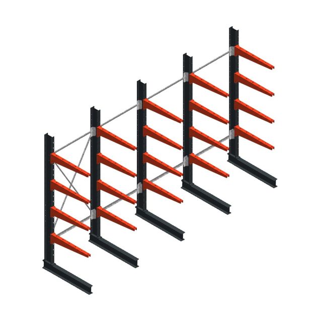 Vorteilsreihe mittelschwere Kragarmregal einseitig 2500x4000x800mm (hxbxt) 4 Ebenen