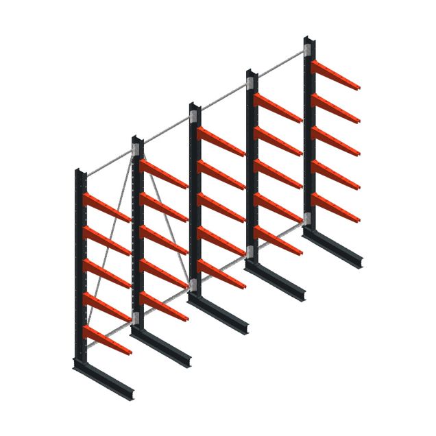 Vorteilsreihe medium Kragarmregal einseitig 3000x4000x800 mm (HxBxT) 5 Ebenen 220/Arm