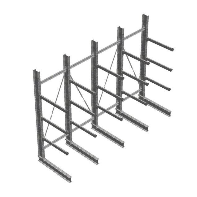 Vorteilsreihe schweres Kragarmregal thermisch verzinkt einseitig 3500x4900x1200mm (HxBxT) 3 Ebenen