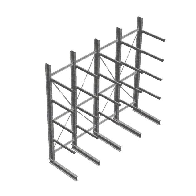 Vorteilsreihe schwere Kragarmregal thermisch verzinkt einseitig 4500x4100x1200mm (HxBxT) 4 Ebenen