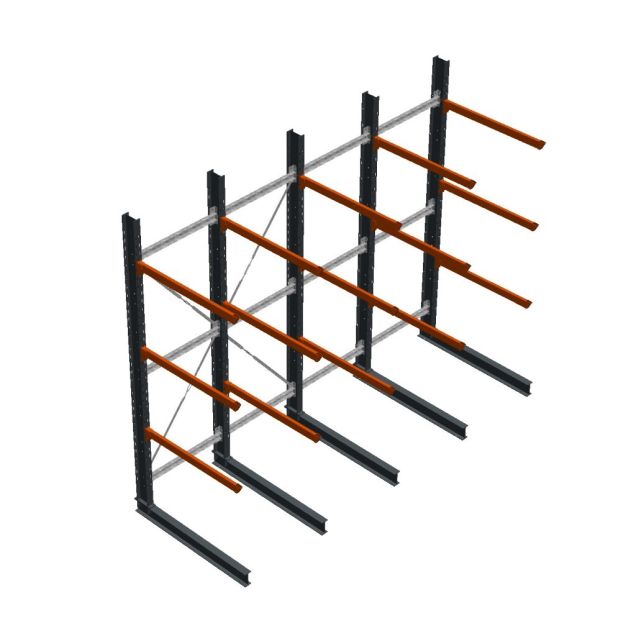 Vorteilsreihe schweres Kragarmregal einseitig 4000x4091x1500 mm (HxBxT) 3 Ebenen