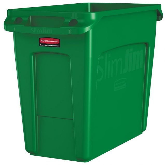 Slim Jim Behälter mit Luftschlitzen, 60 ltr grün, Rubbermaid