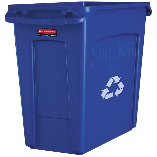 Slim Jim Behälter mit Lüftungsschlitzen, 87 ltr blau, Rubbermaid