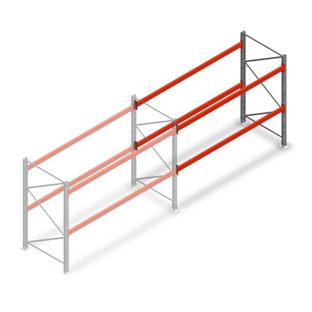 Palettenregal AR T2 2000x2700x1100 mm (HxBxT) 2 Ebenen 2844 kg/Eb. Anbauregal