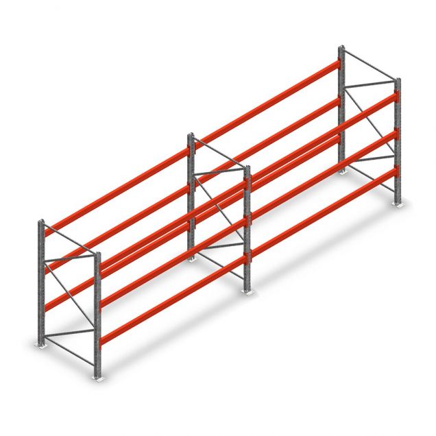 Kombiangebot Palettenregal AR T2 2000x5640x1100 mm (hxbxt) 3 Ebenen 2844kg/Ebene mit vormontierten Rahmen