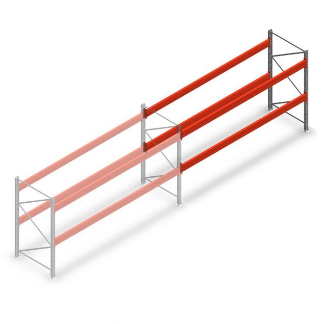 Palettenregal AR T2 2000x3600x1100mm (hxbxt) 2 Ebenen 2252kg/Eb. Anbauregal