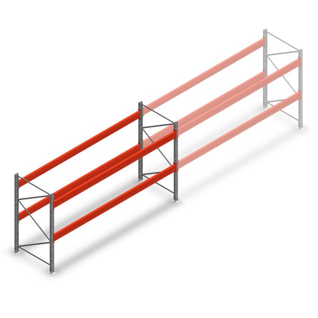Palettenregal AR T2 2000x3600x1100 mm (HxBxT) 2 Ebenen 3004kg/Ebene Grundregal mit vormontierten Rahmen