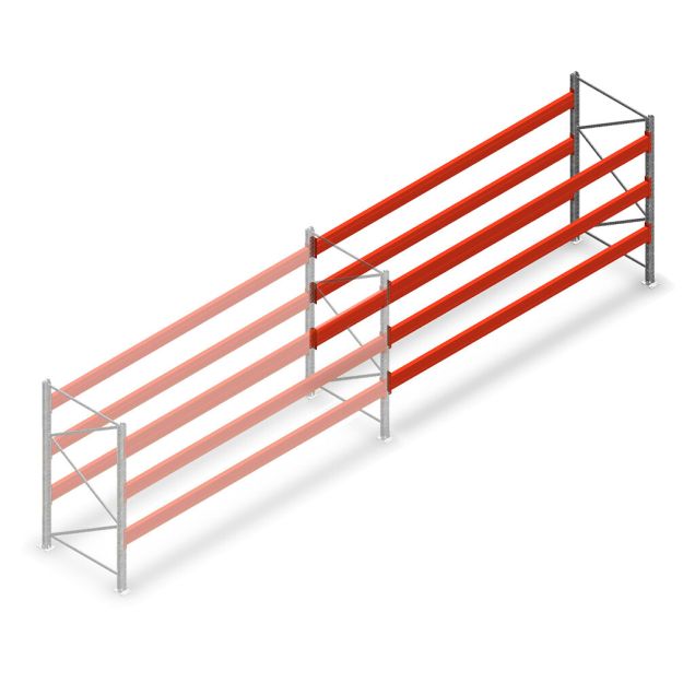Palettenregal AR T2 2000x3600x1100 mm (HxBxT) 3 Ebenen 2252kg/Eb. Anbauregal