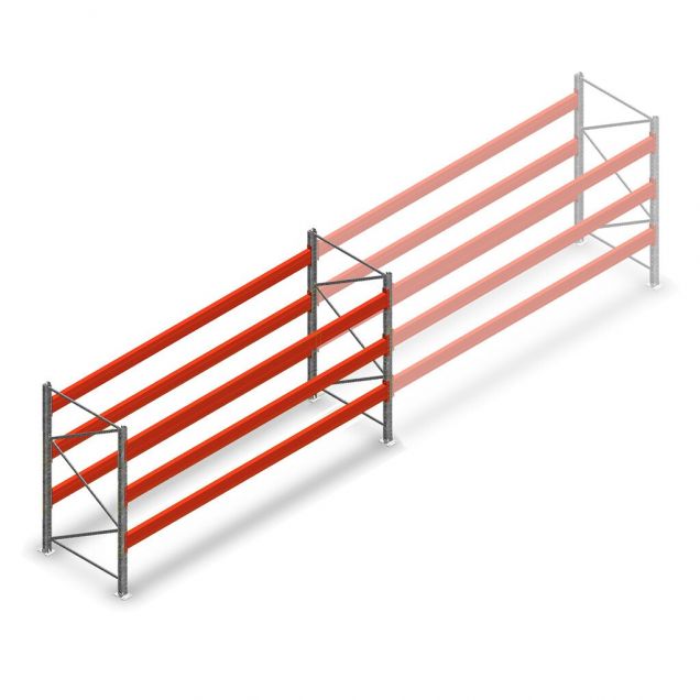 Palettenregal AR T2 2000x3600x1100 mm (hxbxt) 3 Ebenen 3004kg/Eb. Anfangsregal mit vormontierten Rahmen