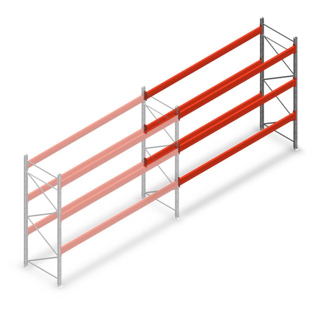 Palettenregal AR T2 2500x3300x1100mm (HxBxT) 3 Ebenen 2415kg/Eb. Anbauregal