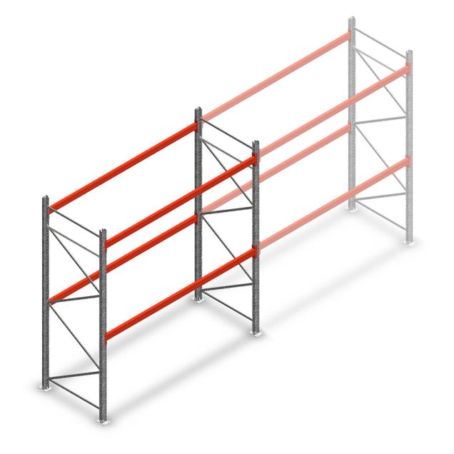 Palettenregal AR T2 3000x2700x1100mm (HxBxT) 2 Ebenen 2844kg/Ebene Grundregal