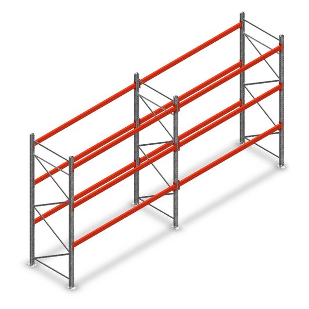 Kombiangebot Palettenregal AR T2 3000x5640x1100 mm (HxBxT) 3 Ebenen 2844kg/Ebene mit vormontierten Rahmen