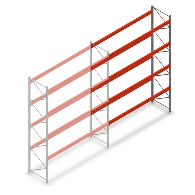 Palettenregal AR T2 4500x3600x1100mm (hxbxt) 4 Ebenen 3004kg/Ebene Anbauregal