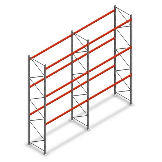 Kombiangebot Palettenregal AR T2 5000x5640x1100 mm (hxbxt) 3 Ebenen 1820kg/Eb. mit vormontierten Rahmen