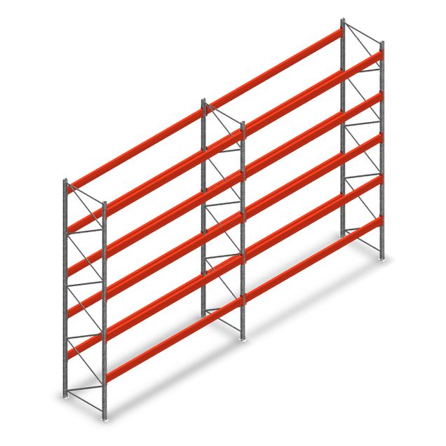 Kombiangebot Palettenregal AR T2 5000x7440x1100 mm (HxBxT) 5 Ebenen 2252kg/Eb. mit vormontierten Rahmen