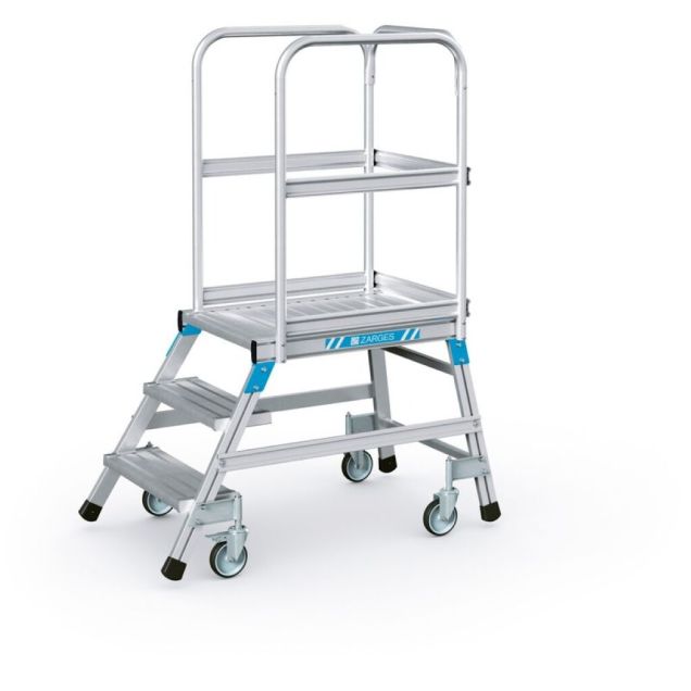 Fahrbare Plattformtreppe Zarges Aluminium einseitig 3 Stufen 720 mm