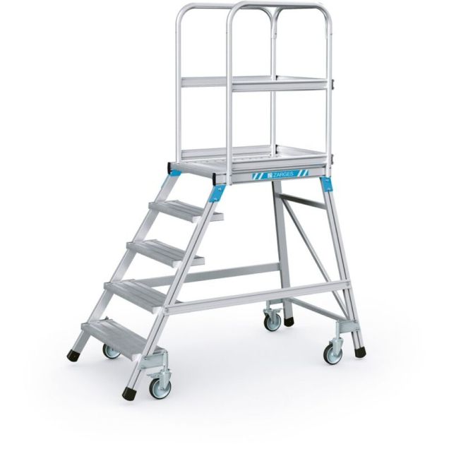 Fahrbare Plattformleiter Zarges Aluminium einseitig 5 Stufen 1200 mm