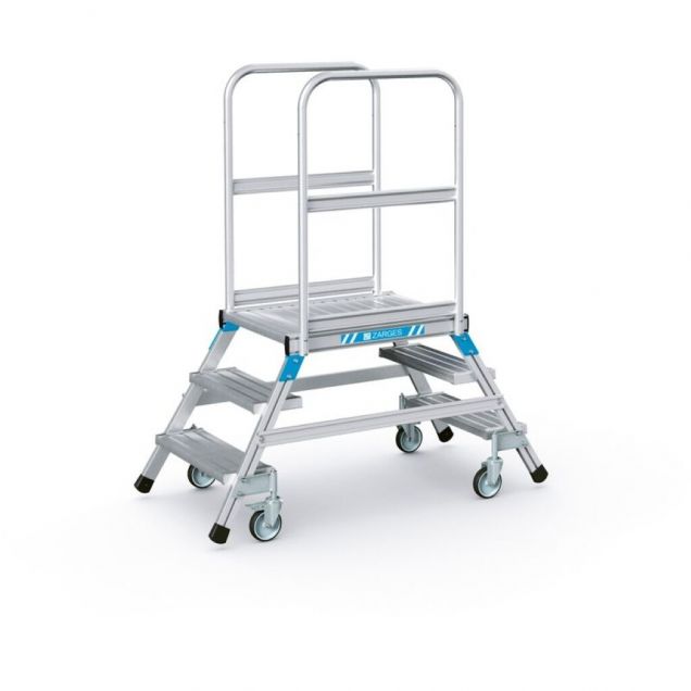 Mobile Plattformleiter Zarges Aluminium - doppelt 2x3 Stufen 720 mm