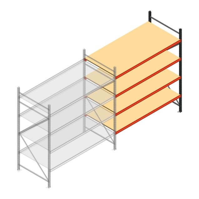 Weitspannregal AR 2500x2250x1000 mm (hxbxt) 4 Ebenen verzinkt Anbauregal mit vormontierten Rahmen