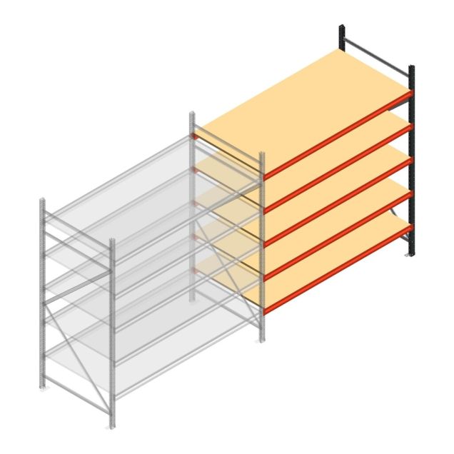 Weitspannregal AR 2500x2250x1000 mm (hxbxt) 5 Ebenen verzinkt Anbauregal mit vormontierten Rahmen