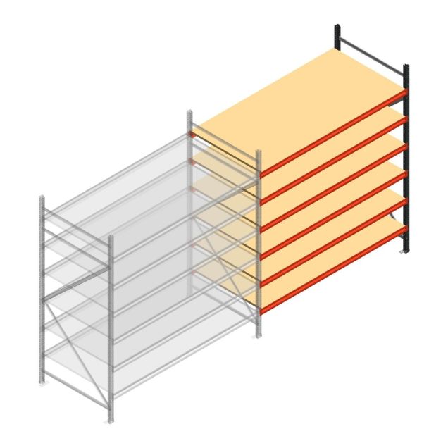Weitspannregal AR 2500x2250x1000 mm (hxbxt) 6 Ebenen verzinkt Anbauregal mit vormontierten Rahmen