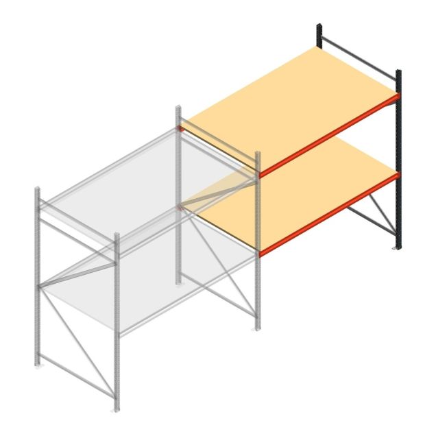 Weitspannregal AR 2500x2250x1200 mm (hxbxt) 2 Ebenen verzinkt Anbauregal mit vormontierten Rahmen