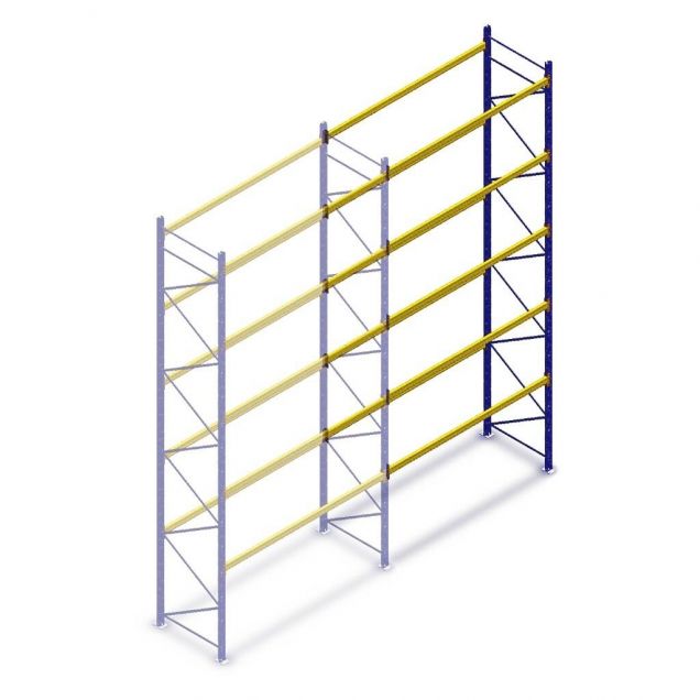 Gebrauchtes Esmena Palettenregal 7300x3600x1100mm (hxbxt) 5 Ebenen Anbauregal