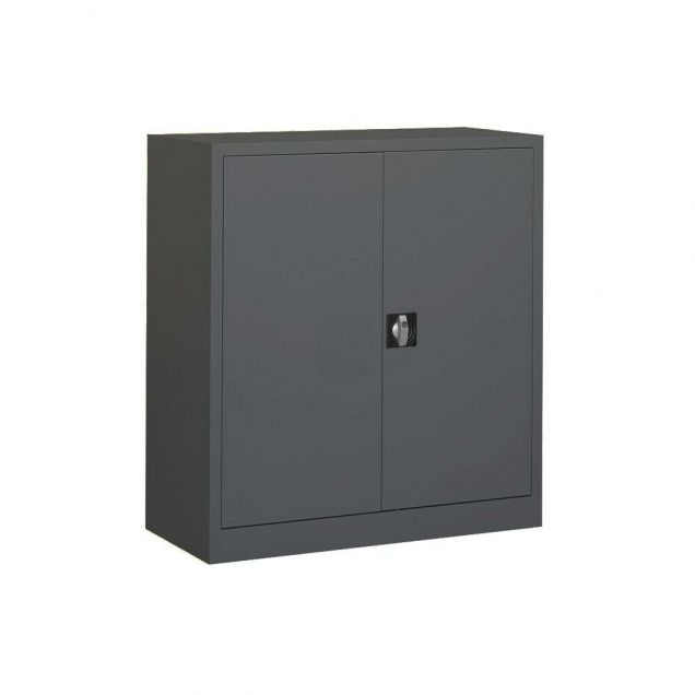 Abschließbarer Metallschrank mit Flügeltüren, Lagerschrank 1000x800x380 mm (hxbxt) schwarz