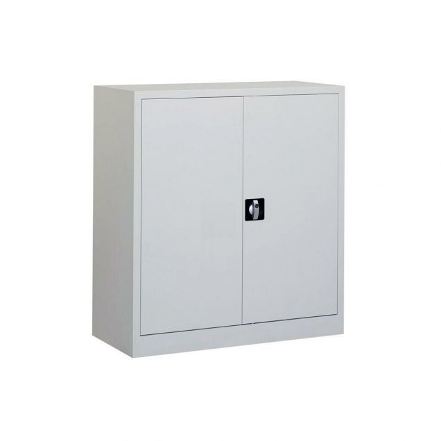 Abschließbarer Metall-Flügeltürenschrank, Lager-Schrank 1000x800x380 mm (hxbxt) grau