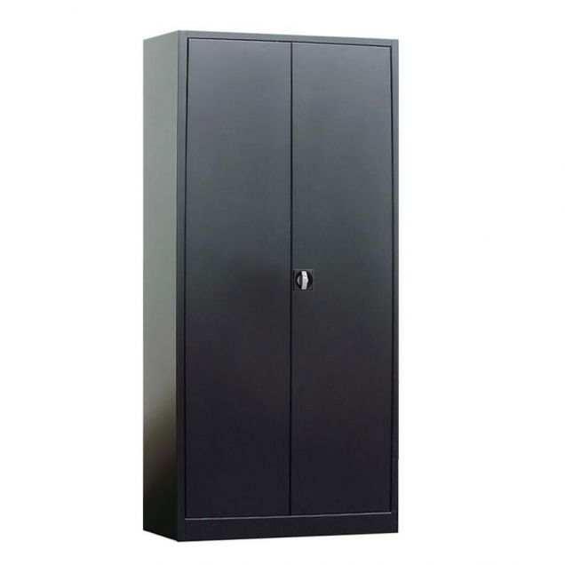 Abschließbarer Metallschrank mit Flügeltüren, Lagerschrank 1950x920x420 mm (hxbxt) schwarz