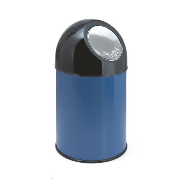 Abfallbehälter mit Pushdeckel 30 Liter blau-schwarz