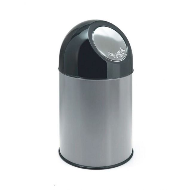 Abfallbehälter mit Pushdeckel 30 Liter metallic-schwarz