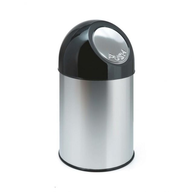 Abfallbehälter mit Push-Deckel 30 Liter RVS-Look schwarz