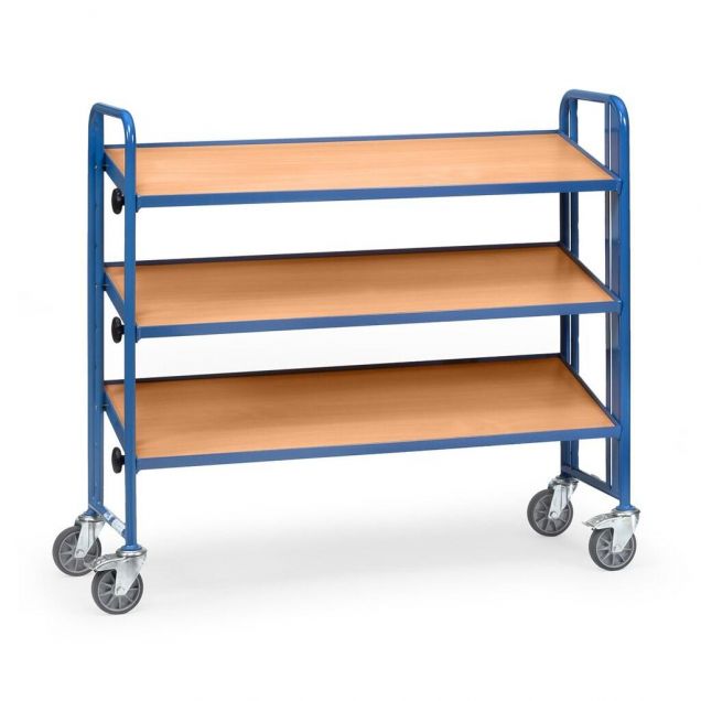 Lagerbehälterwagen 250 kg mit 3 Holzetagen 1240x415 (lxb) neigbar