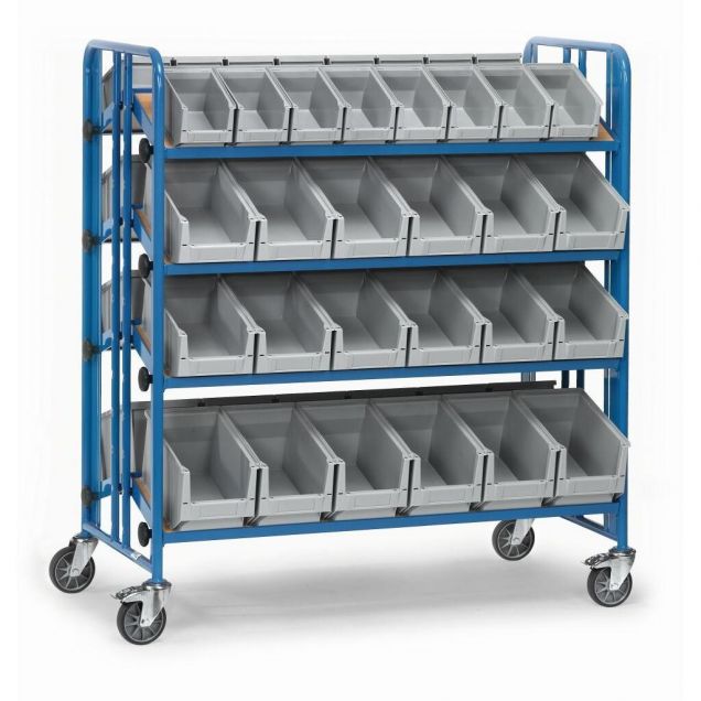 Plattformwagen 300 kg mit 4 Etagen und 52 kippbaren Lagerbehältern