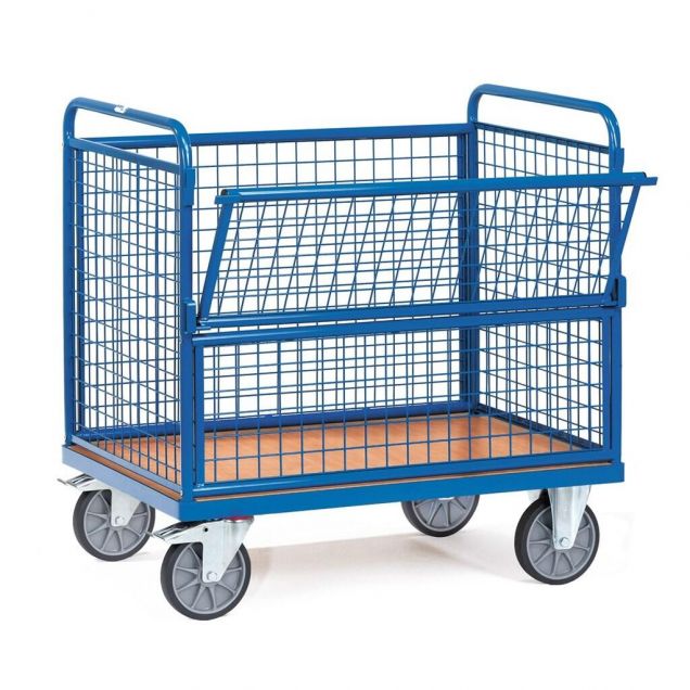 Plattformwagen 600 kg 1000x700 mit Gitterwänden
