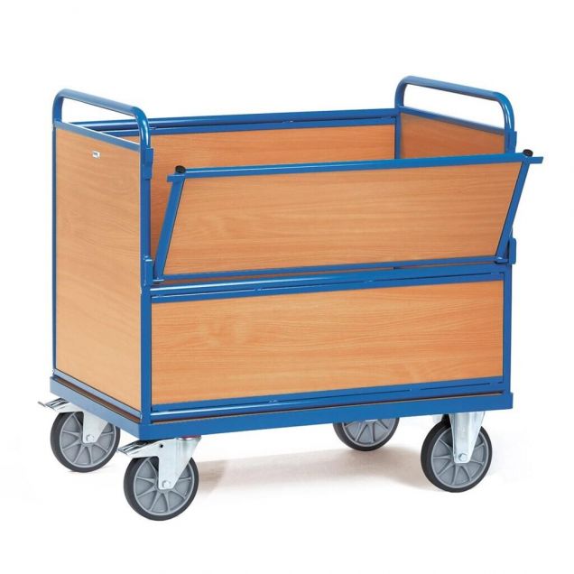 Plattformwagen 600 kg 1000x700 mit Holzseitenwänden