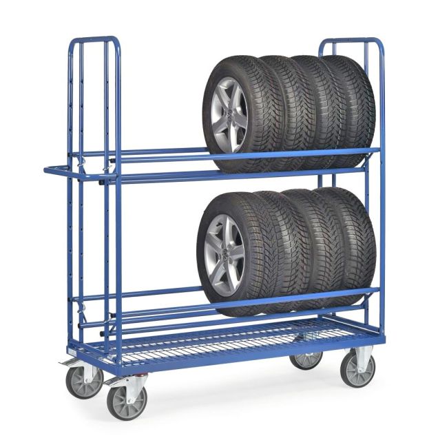 Reifenwagen 400 kg mit 2 Ladeflächen und Plattform mit eingeschweißtem Drahtgitter