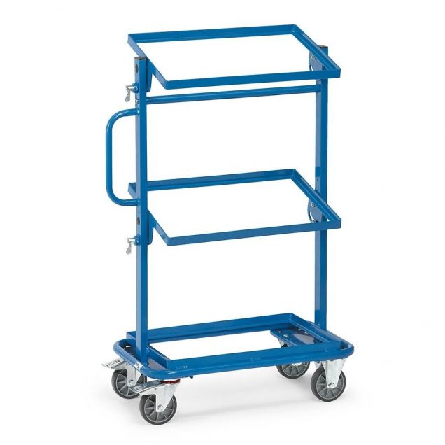 Beistellwagen 200 kg mit 3 Etagen 605x405 und offenem kippbarem Rahmen