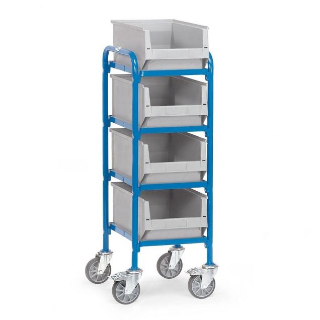 Beistellwagen 250 kg mit 4 Etagen und 4 Lagerbehältern