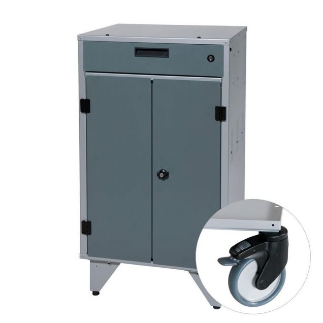 Computerschrank für Laptop mit Schublade und Türen fahrbar