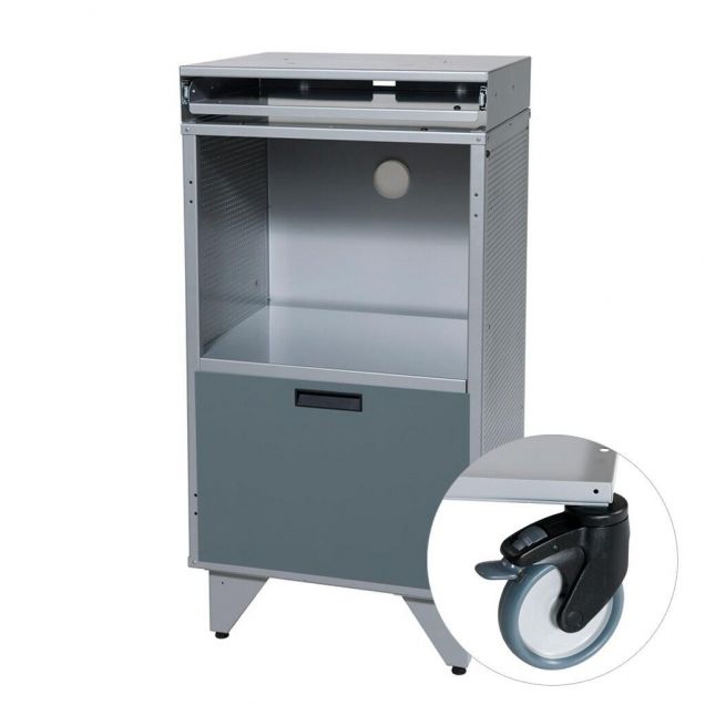 Offener Computerschrank für PC mit Schublade auf Rollen