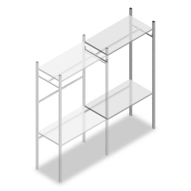 Medium Duty Konfektionsregal 2000x1000x500 mm (hxbxt) 1 Stange 2 Fachböden Anbauregal