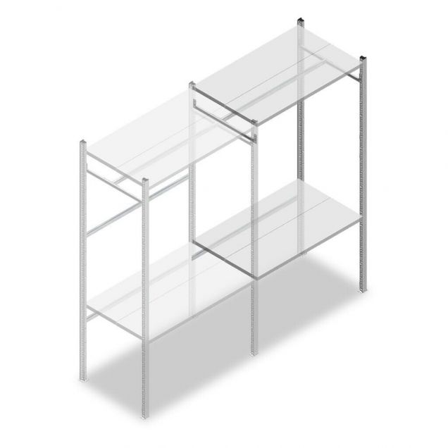 Medium Duty Konfektionsregal 2000x1000x600 mm (hxbxt) 1 Stange 2 Fachböden Anbauregal