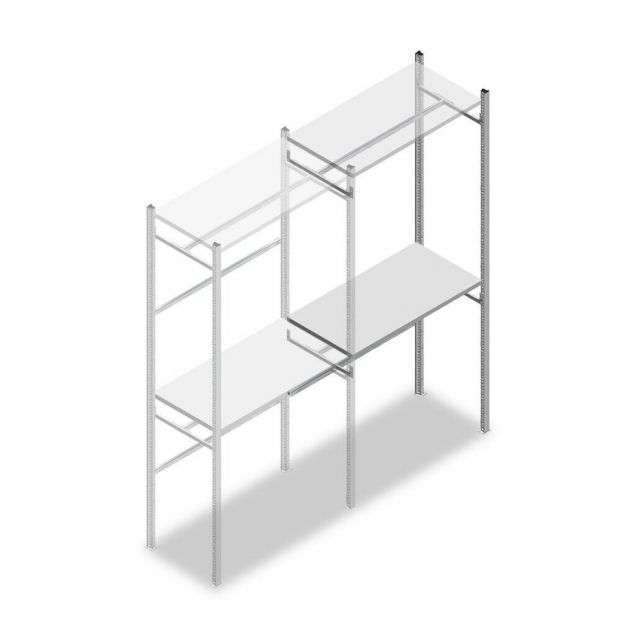 Bekleidungsregal Medium Duty 2200x1000x500 mm (hxbxt) 2 Stangen 2 Fachböden Anbauregal